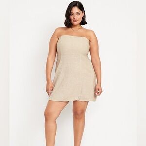 Old Navy - Fit & Flare Strapless Mini Dress - Natural Linen - XL